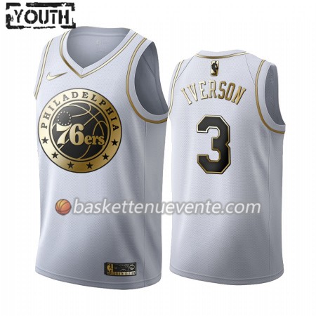 Maillot Basket Philadelphia 76ers Allen Iverson 3 2019-20 Nike Blanc Golden Edition Swingman - Enfant